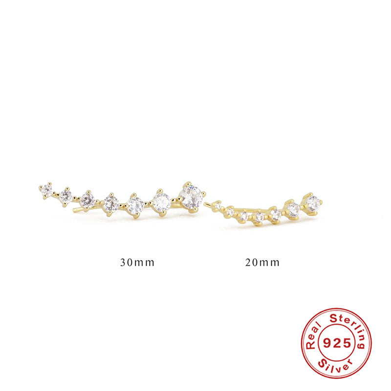 S925 Silver Single Row Diamond Ear Studs | 7 Pairs Stackable Set