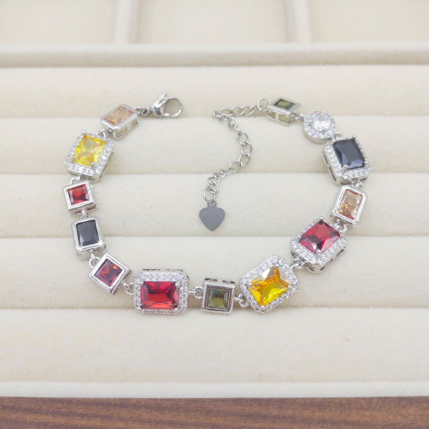 Custom Rectangular Zircon Chain - Personalized Color Options