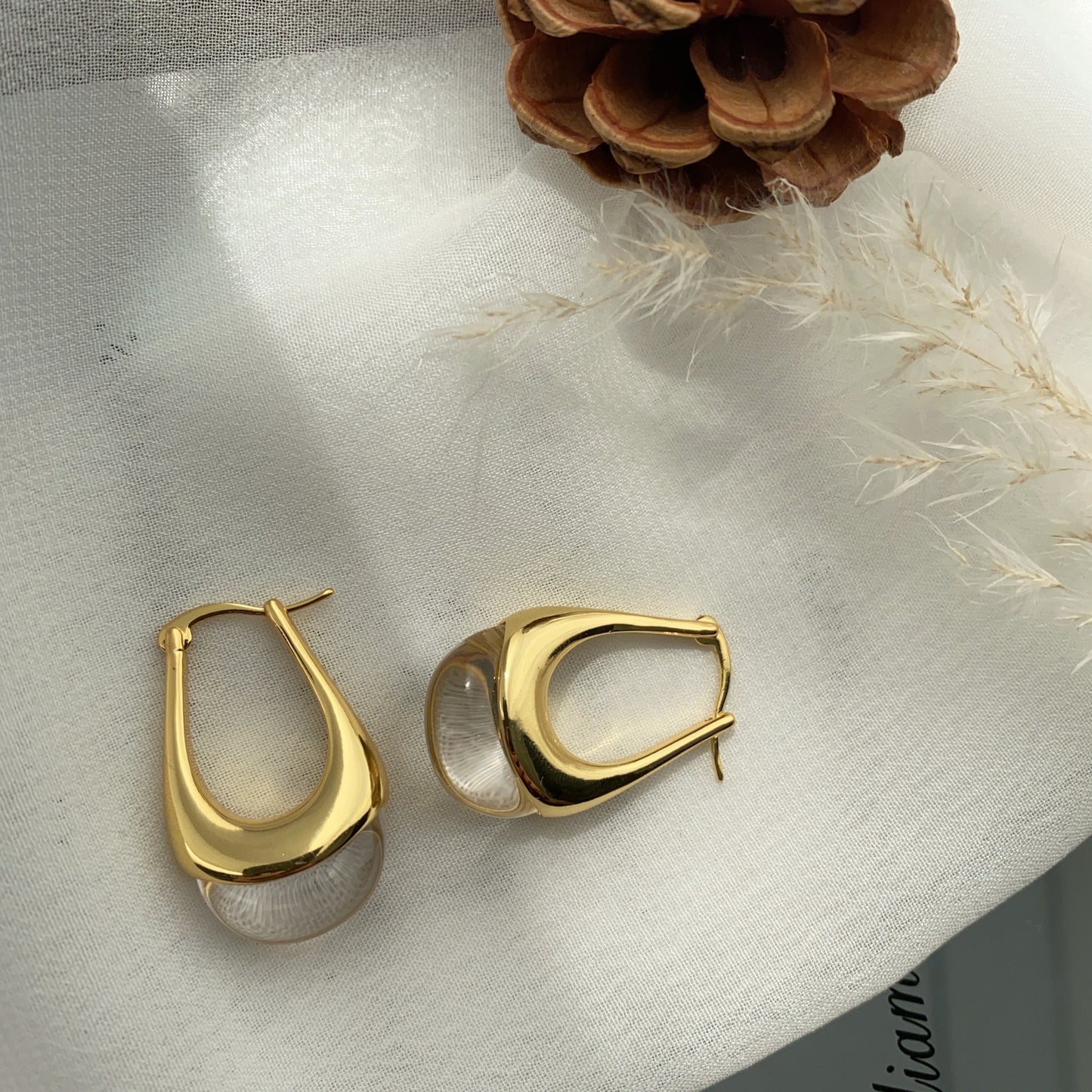 Glossy Transparent Water Drop Earrings  Chic French Style for Women