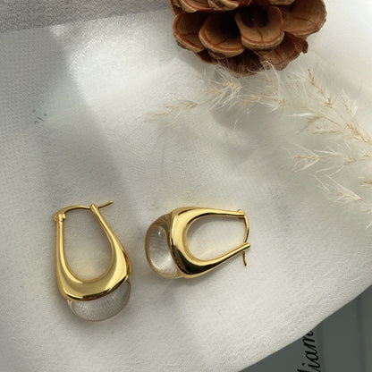 Glossy Transparent Water Drop Earrings  Chic French Style for Women