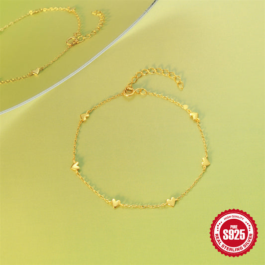 INS Style S925 Silver Twin Love Bracelet | Minimalist Aesthetic