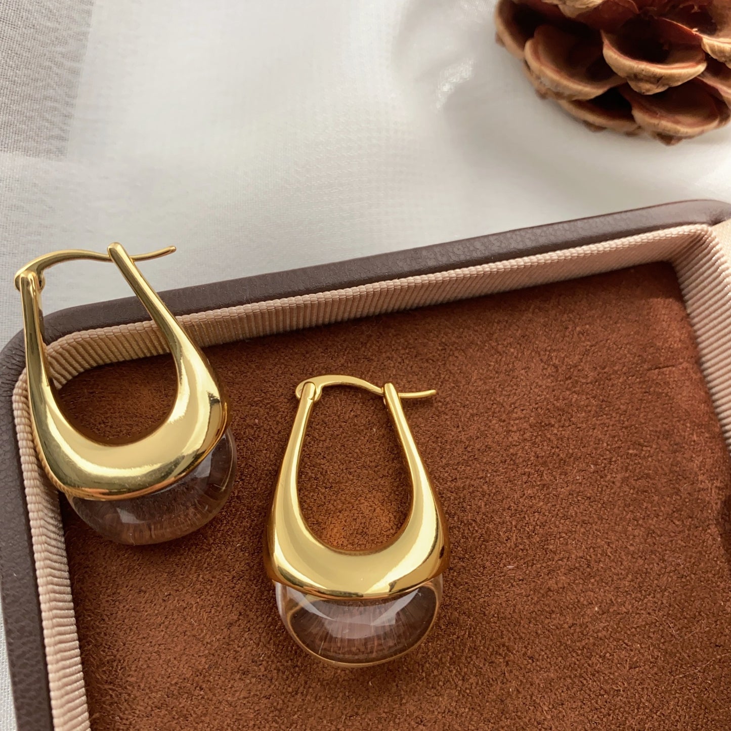 Glossy Transparent Water Drop Earrings  Chic French Style for Women