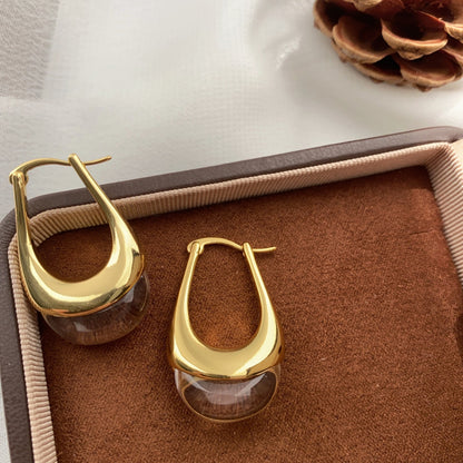 Glossy Transparent Water Drop Earrings  Chic French Style for Women