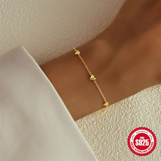 INS Style S925 Silver Twin Love Bracelet | Minimalist Aesthetic