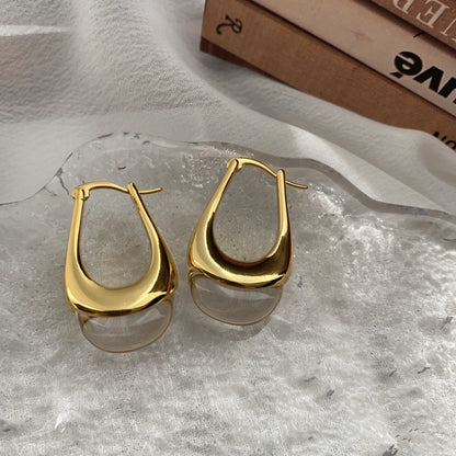 Glossy Transparent Water Drop Earrings  Chic French Style for Women