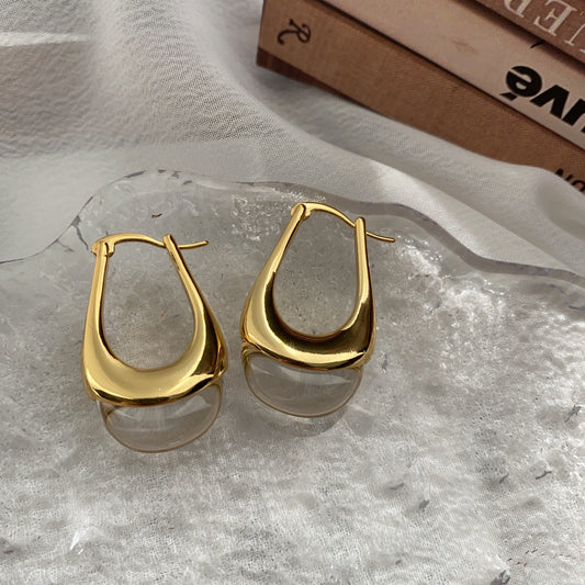 Glossy Transparent Water Drop Earrings  Chic French Style for Women