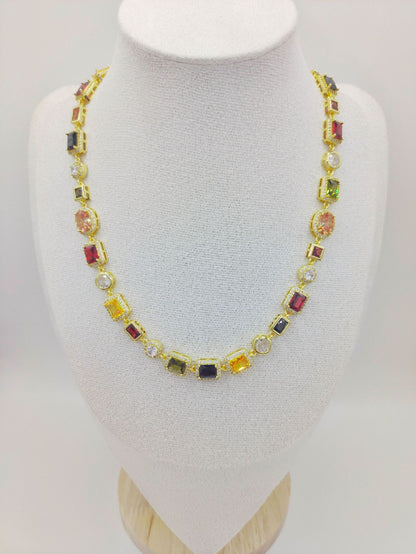 Custom Rectangular Zircon Chain - Personalized Color Options