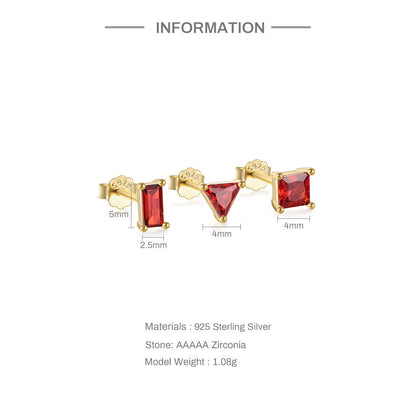 Sterling Silver Ruby Diamond Studs Elegant Earring Cluster Design