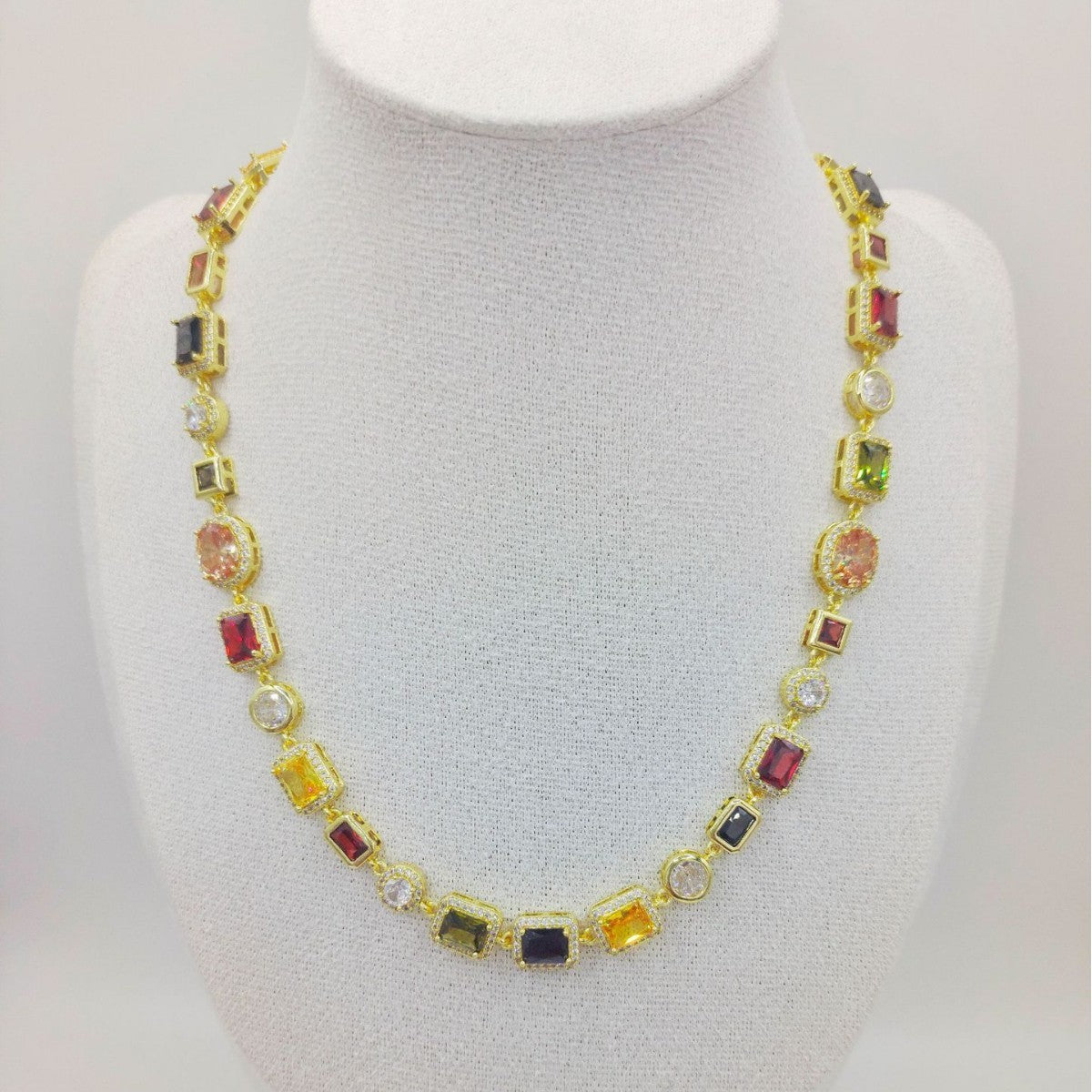 Custom Rectangular Zircon Chain - Personalized Color Options