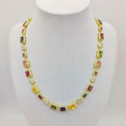 Custom Rectangular Zircon Chain - Personalized Color Options